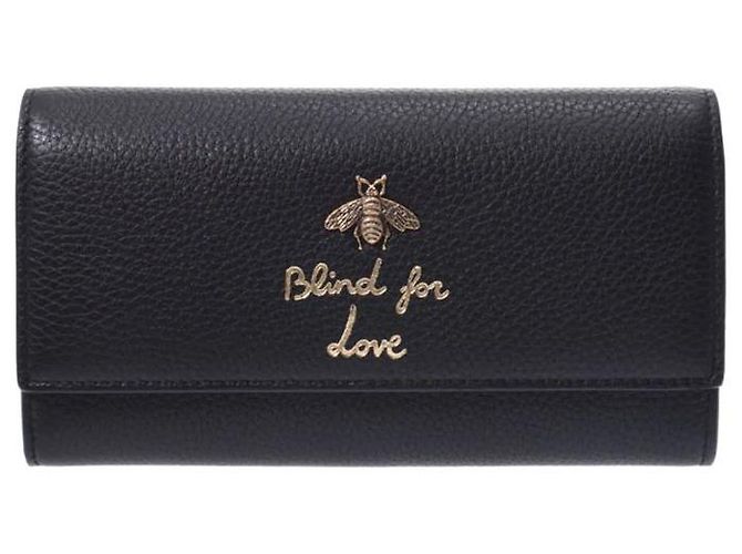 Gucci Women's Leather Long Wallet BEE BLACK