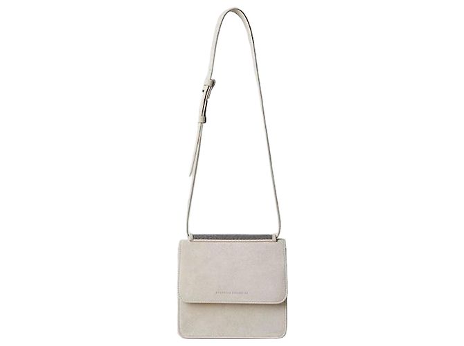 Borsa Cigars in camoscio Brunello Cucinelli Argento