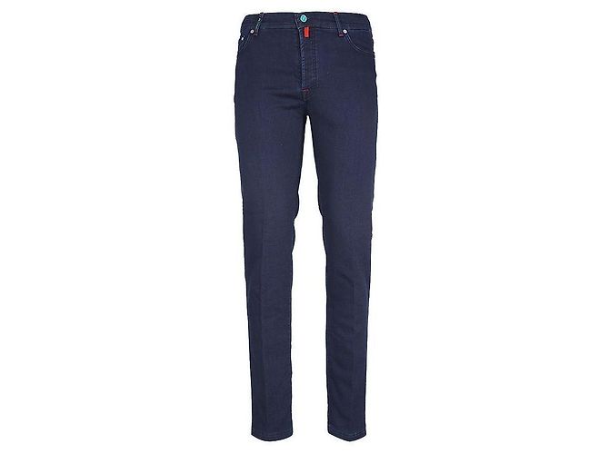 Kiton Logo Tab Wool Denim Pants Black