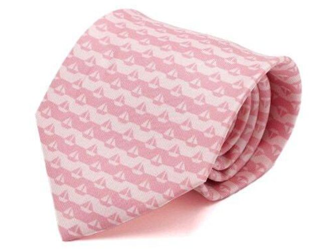 Hermès Pink Sailboat Pattern Silk Tie