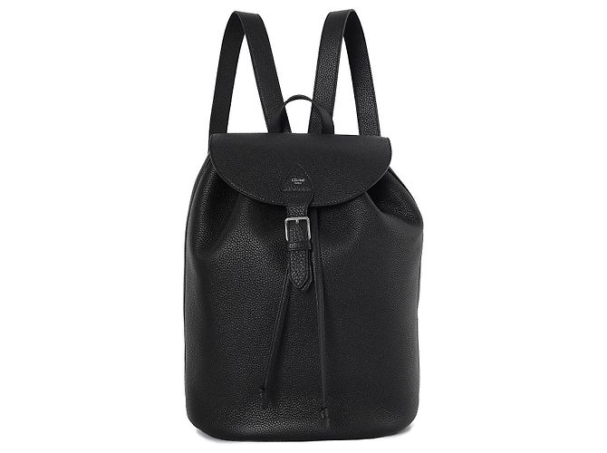 Céline Mochila grande em couro de bezerro grão preto