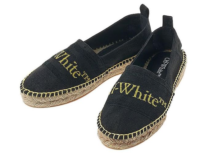 Off White Women's Canvas Logo Espadrilles Black