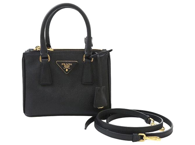 Prada Mini borsa tote a tracolla Saffiano nera Nero