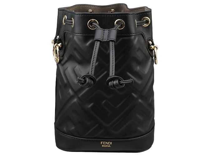 Fendi Borsa a secchiello in pelle Montrez Black ANWT Nero