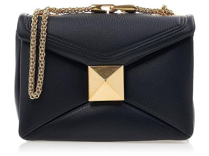 Valentino Borsa a tracolla in pelle con catena e borchia da donna ILK Nero