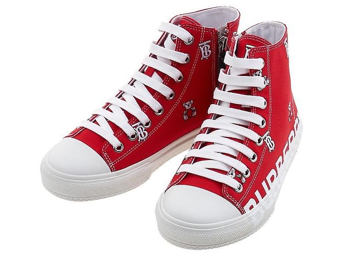 Burberry Teddy Bear Monogram High Top Sneaker für Kinder MINI LARKHALL HT Rot