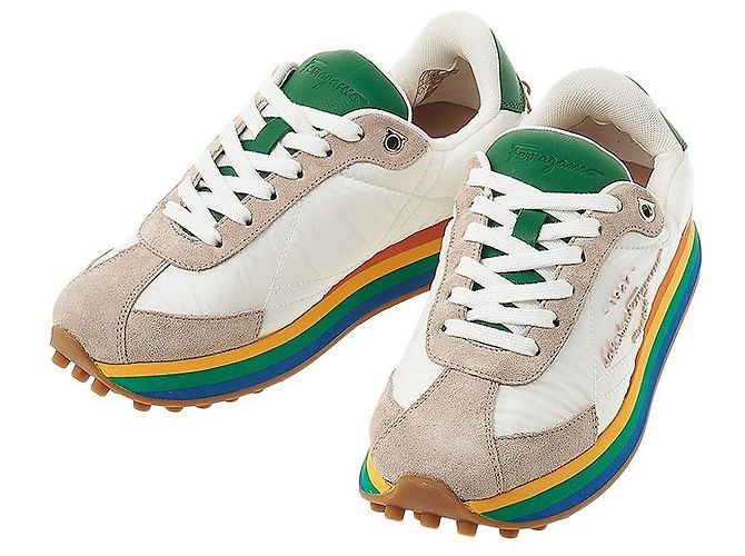Salvatore Ferragamo Sneakers basse in nylon da uomo Multicolore