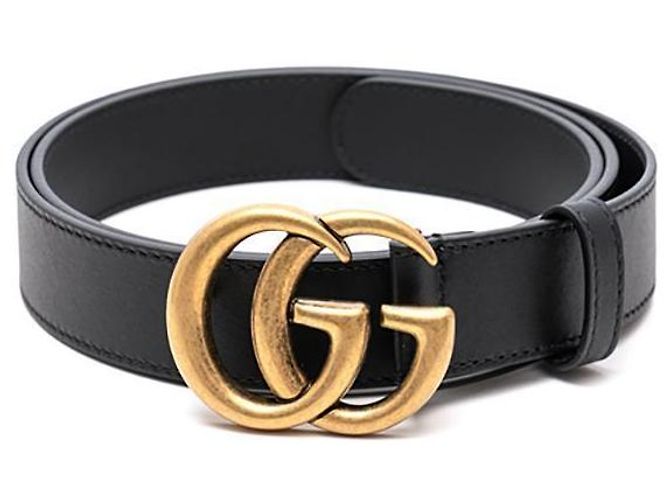 Gucci Cinto de couro com fivela dupla Preto