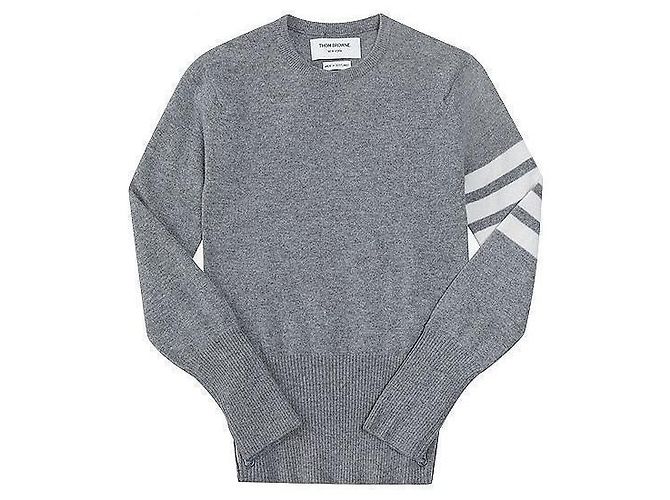 Thom Browne Kaschmir-Strick mit grauen Streifen Braun