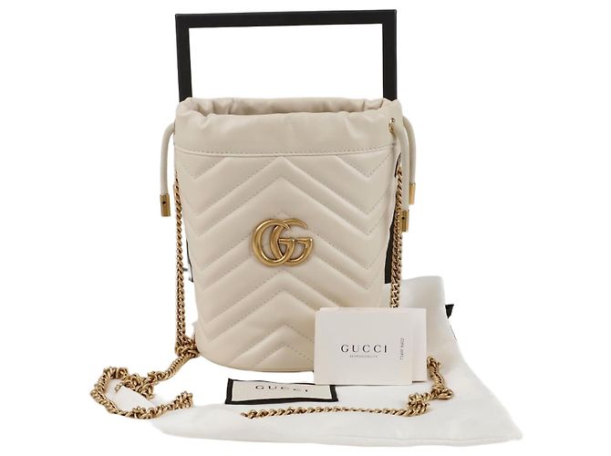 Gucci Mini Borsa a Secchiello GG Marmont a tracolla Bianco