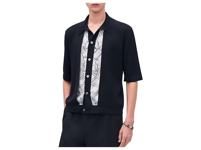 Hermès Chemise en maille à manches courtes et double devant Multicolore