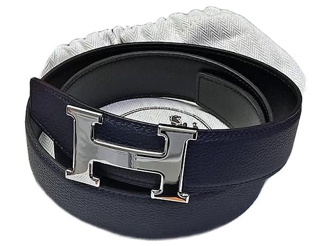 Hermès Cintura reversibile Classic Silver Nero Blu Multicolore