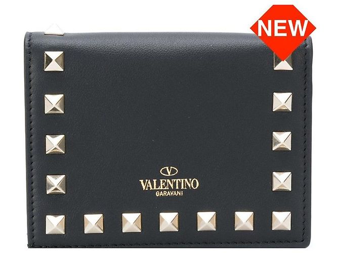 Valentino French Leather Compact Wallet Black