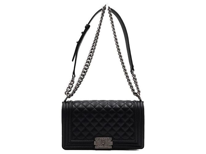 Chanel Borsa a tracolla Medium Flap in pelle Caviar nera Nero