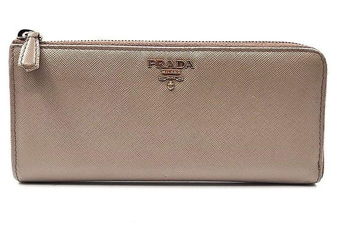 Prada Saffiano Leather Zip Wallet Pink