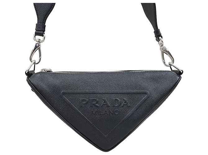 Prada Borsa a tracolla Triangle in pelle Saffiano