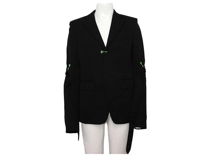 Louis Vuitton Wool Belted Point Blazer Men's Jacket Black