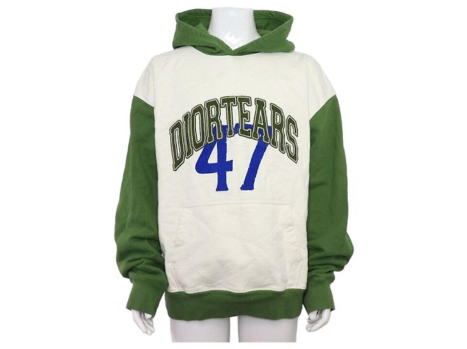 Dior Sudadera con capucha oversized de algodón blanco verde