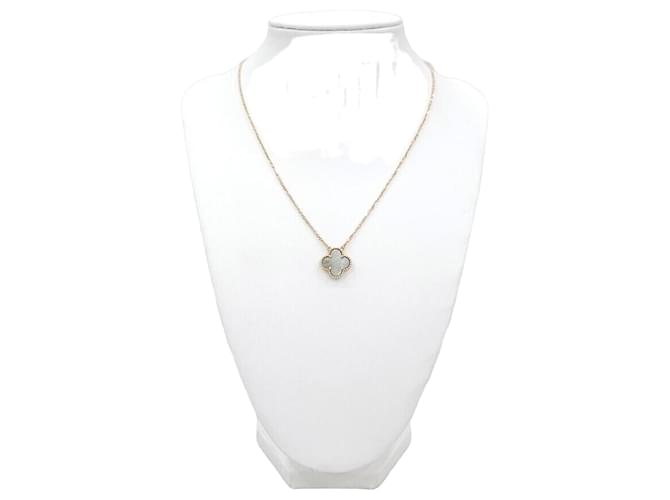 Van Cleef & Arpels Vintage Alhambra Pendant Necklace Mother of Pearl Silvery 