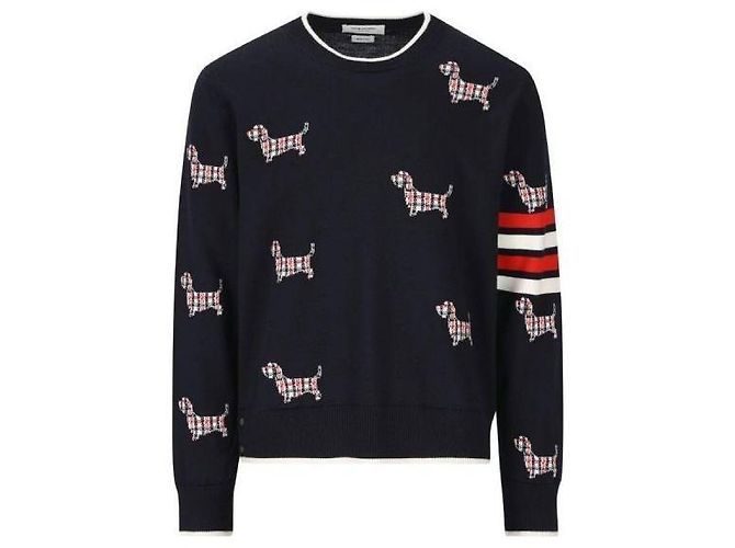 Thom Browne Wool Bar Relaxed Hector Pullover