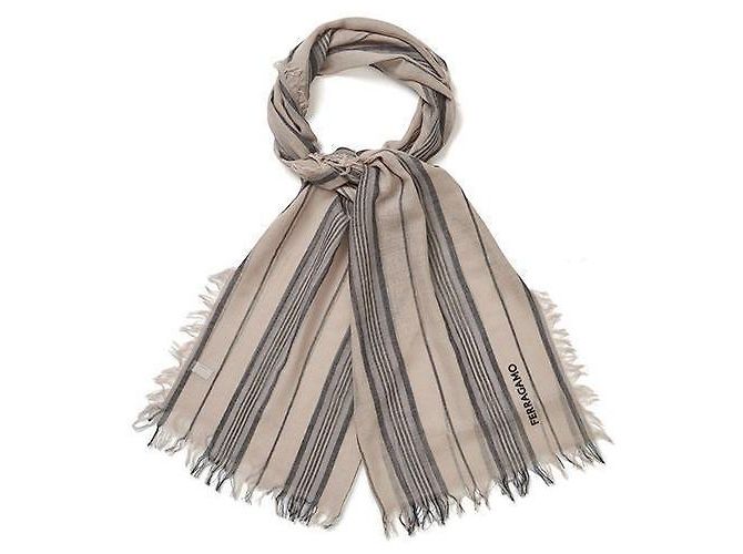 Salvatore Ferragamo Cachecol de lã com riscas jacquard Gancini Multicor
