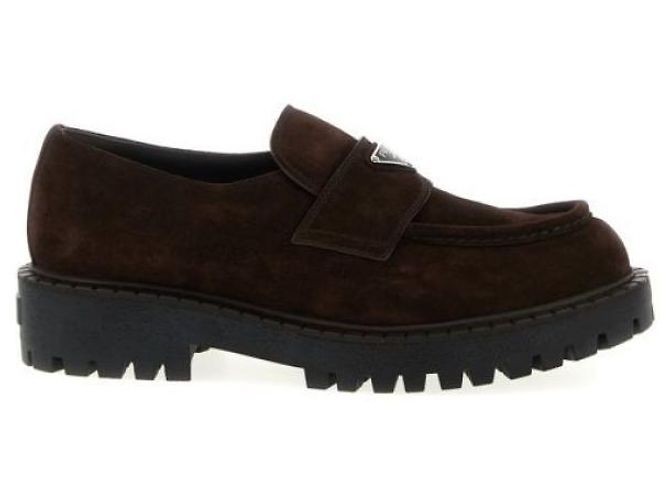 Prada Mocassins en cuir daim Noir