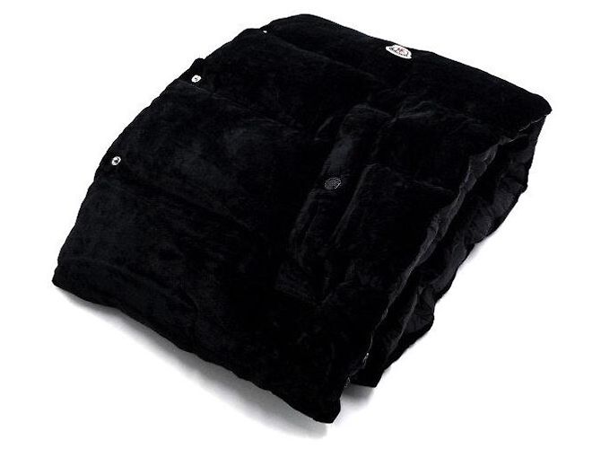 Moncler Sciarpa e Muffler in Velluto Nero e Piumino d'Oca 