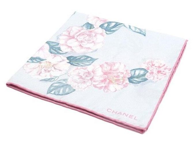 Chanel Lenço quadrado de seda floral Multicor
