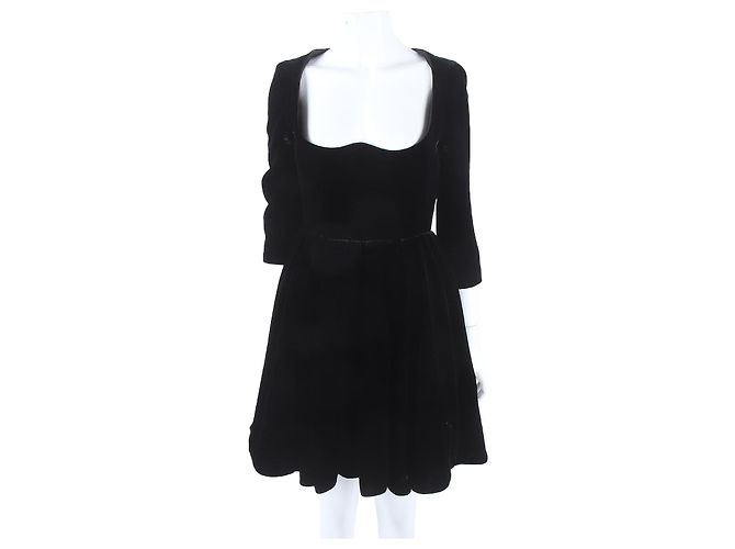 Christian Dior Samtkleid Schwarz