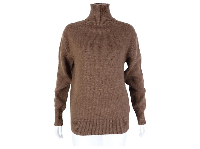 Dries Van Noten Langärmliger Strickpullover mit Rollkragen Braun