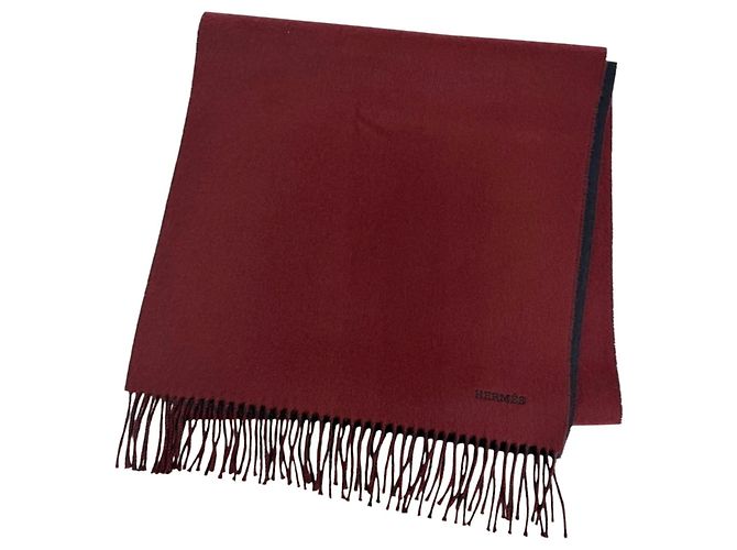 Hermès Hermes Recto Verso Cashmere Stole Dark red Navy blue