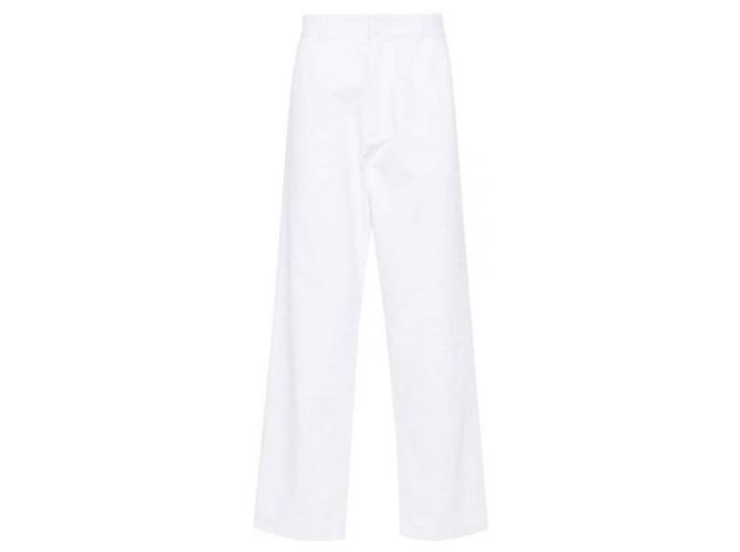 Prada Gerade Hose mit Triangle-Logo Silber