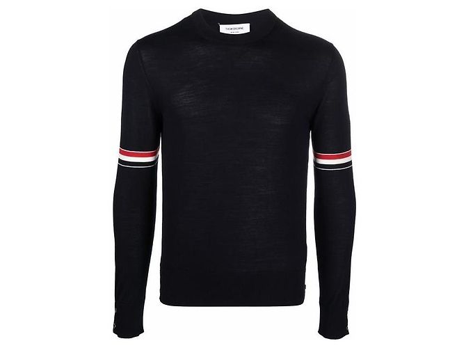 Thom Browne Feiner Merino-Wollstrick mit Armbündchen Mehrfarben
