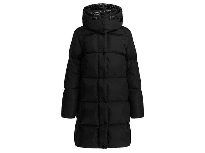 Moncler LITTE langer Daunenmantel mit Logo-Patch Schwarz