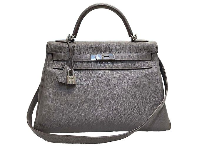 Hermès Kelly Epsom Silver Stamp Marron