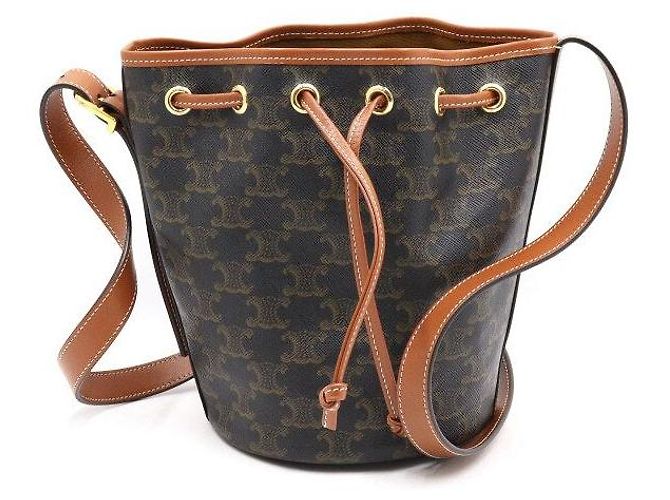 Céline Borsa a secchiello piccola Triomphe a coulisse da spalla e crossbody Marrone