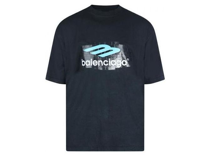 Balenciaga T-Shirt mit Tape-Logo Schwarz