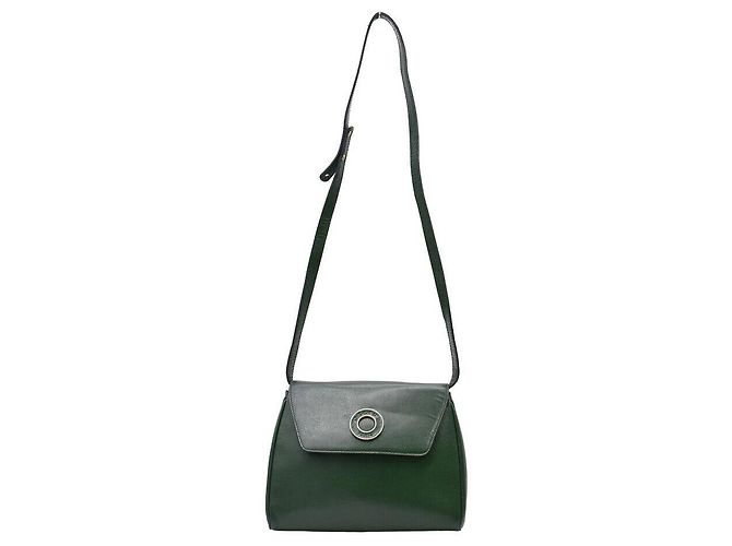 Céline Bolsa crossbody em couro verde Marrom