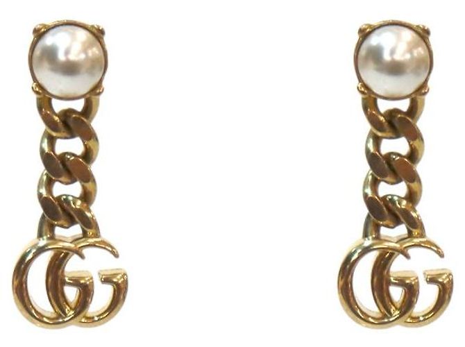 Gucci Orecchini doppi in oro e perle D'oro 