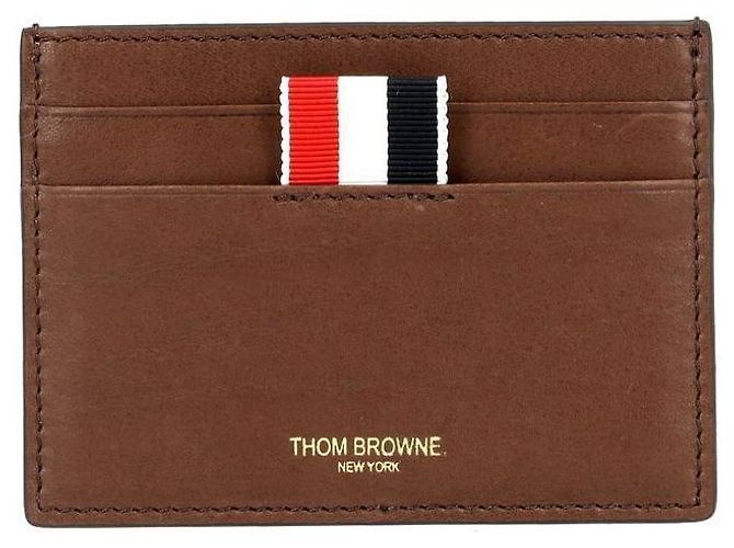 Thom Browne Soft Calf Leather Three-Stripe Tab Card Holder Red