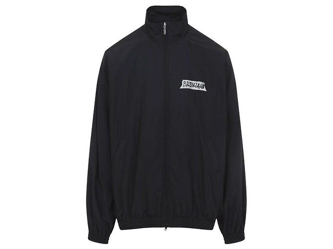 Balenciaga Masking Tape Medium Fit Track Jacket Black