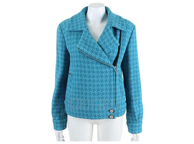 Chanel Tweed-Jacke Blau