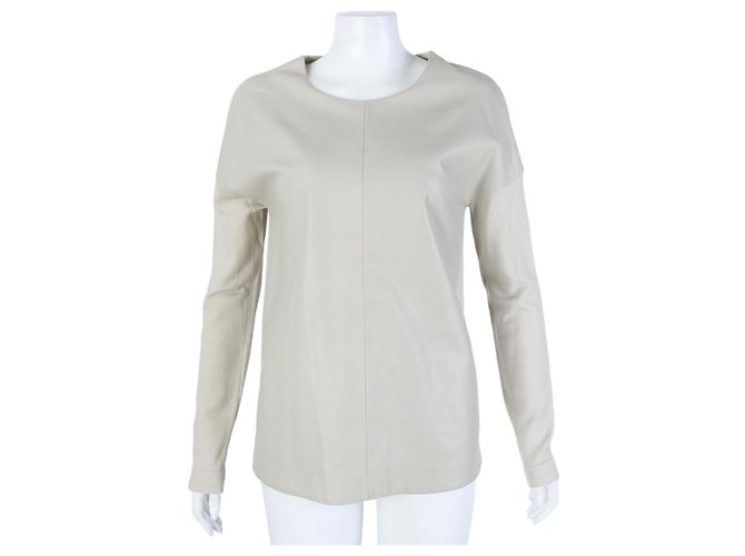 Hermès Strick mit Lederbesatz Braun 