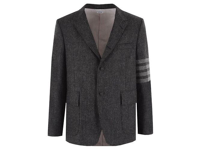 Thom Browne Diagonal Armband Single Breasted Wool Jacket Black