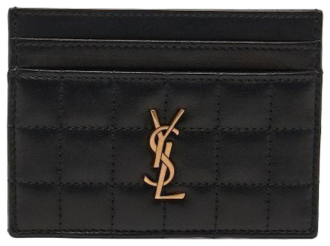 Saint Laurent Tarjetero Monogram Matelassé Cassandra Negro