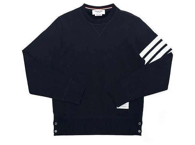 Thom Browne Crewneck Sweatshirt RWB Tab Loopback Jersey Knit Schwarz