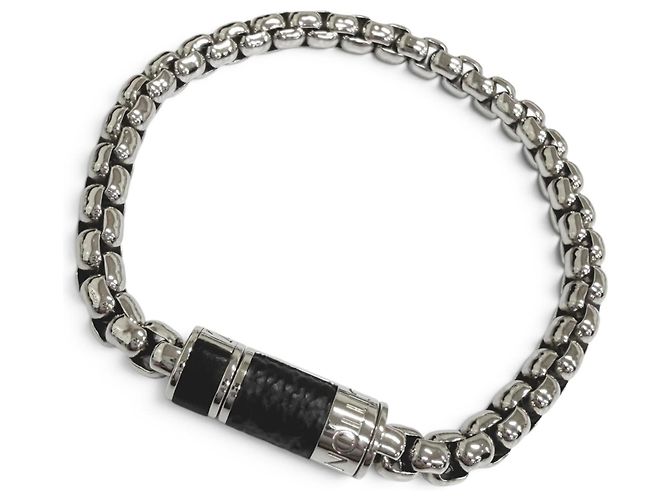 Louis Vuitton Monogram Eclipse Charm Bracelet Black Silvery