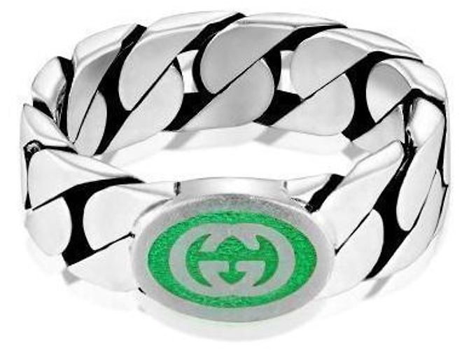 Gucci Anillo de plata esmaltado entrelazado