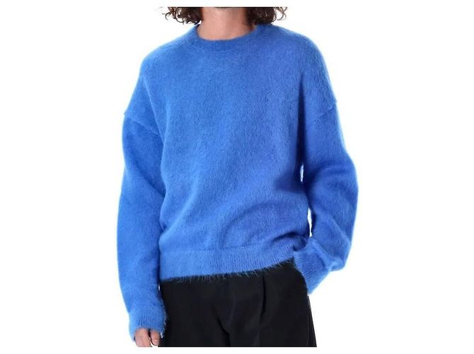 Off White Blue Mohair Sweater Men