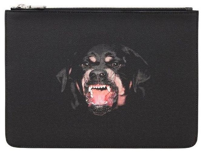 Givenchy Leder-Clutch mit Rottweiler-Print Schwarz
